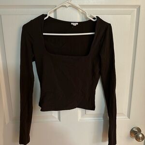 Garage Brown Fitted Long Sleeve Top